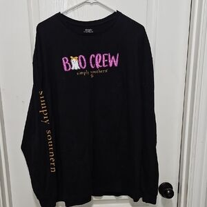 Simply Southern Black and Pink 'Boo Crew' Long Sleeve Shirt